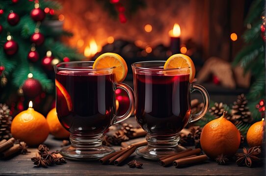 Christmas, mulled wine, a simmering pot of red wine infused with aromatic spices