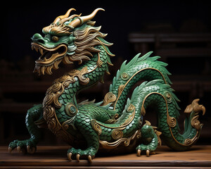 Fototapeta premium Chinese New Year 2024 - year of green wooden dragon according to the lunar calendar, Chinese zodiac symbol
