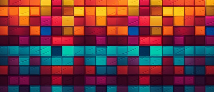 An 8-bit retro gaming grid texture background,  pixel aesthetic of classic 8-bit gaming textures, can be used for printed materials like brochures, flyers, business cards.