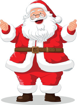 happy santa claus cartoon full body and open arms