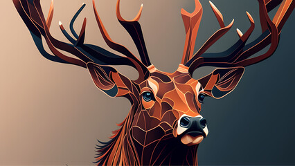 "Image of a stag, horned animal, illustration of an animal."