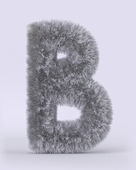 3d render of English alphabet in the form of fluffy letters. Letters with long pile
