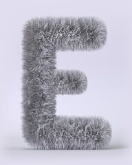 3d render of English alphabet in the form of fluffy letters. Letters with long pile