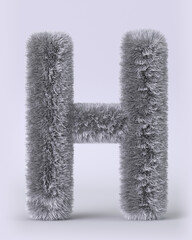 3d render of English alphabet in the form of fluffy letters. Letters with long pile