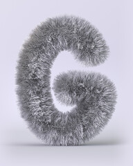 3d render of English alphabet in the form of fluffy letters. Letters with long pile