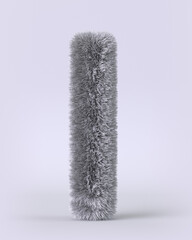 3d render of English alphabet in the form of fluffy letters. Letters with long pile