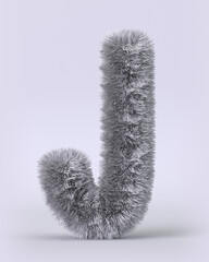 3d render of English alphabet in the form of fluffy letters. Letters with long pile