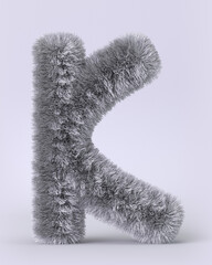 3d render of English alphabet in the form of fluffy letters. Letters with long pile