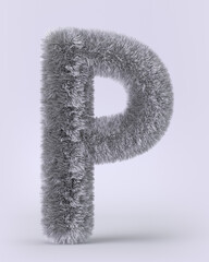 3d render of English alphabet in the form of fluffy letters. Letters with long pile