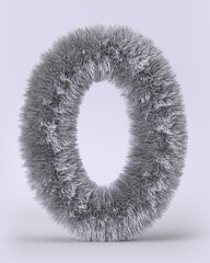 3d render of English alphabet in the form of fluffy letters. Letters with long pile