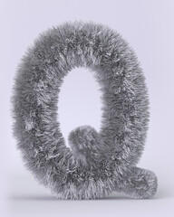3d render of English alphabet in the form of fluffy letters. Letters with long pile