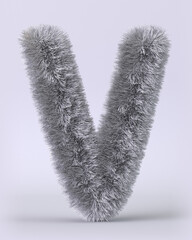 3d render of English alphabet in the form of fluffy letters. Letters with long pile