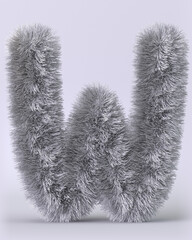 3d render of English alphabet in the form of fluffy letters. Letters with long pile