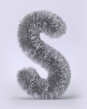 3d render of English alphabet in the form of fluffy letters. Letters with long pile