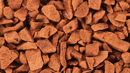 Macro granulated coffee grains, close-up