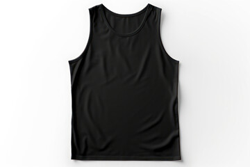 Mockup. Black sleeveless T-shirt on a white background, template for design. AI generative