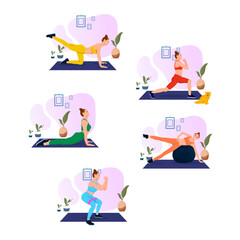 Fitness and sport, woman doing sports set. Exercising at home.