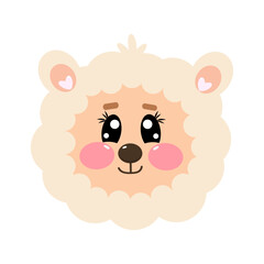 Kawaii alpaca, lamb, sheep vector illustration for kids on white isolated background