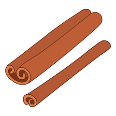 Cinnamon sticks isolated on white. Christmas spices cinnamon. Vector illustration.