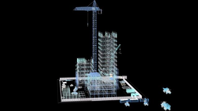 Building Contruction Site, BIM Project, 3d rendering, 3d illustration