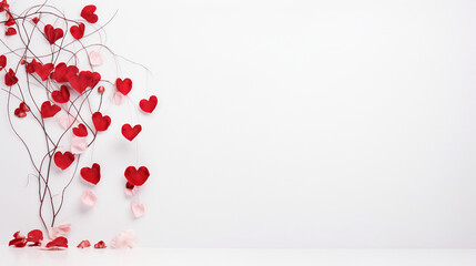 Valentine's Day, Red Heart Cutouts in Vase
