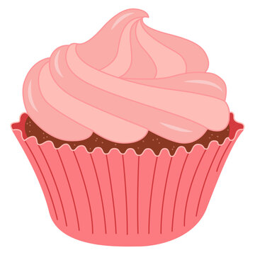 Cupcake flat icon. 
Delicious cupcake and vector sprinkle muffin isolated on white background.