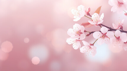 Cherry blossom, Spring is coming. Sakura petals falling down. Beautiful Pink background with branch of cherry blossom. Sprin festival.