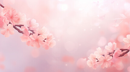 Cherry blossom, Spring is coming. Sakura petals falling down. Beautiful Pink background with branch of cherry blossom. Sprin festival. - obrazy, fototapety, plakaty