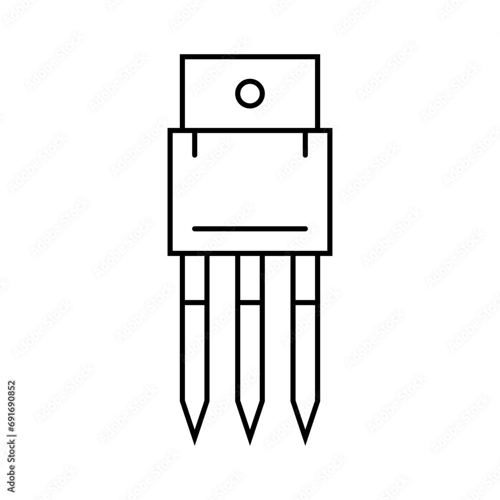 Poster transistor electronic component line icon vector. transistor electronic component sign. isolated con