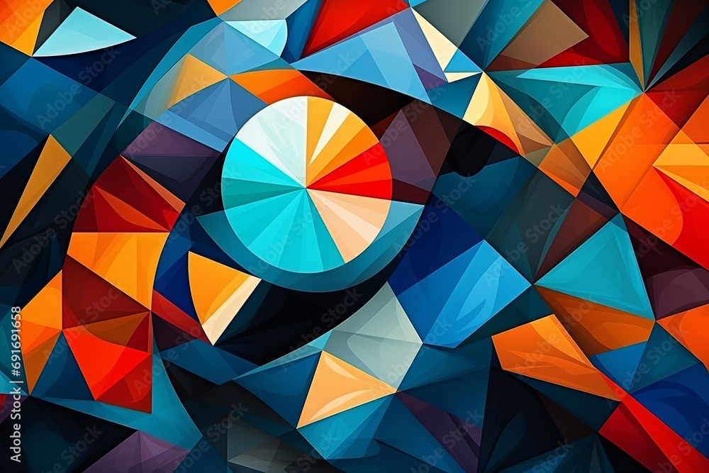 Poster a mosaic of abstract geometric shapes creating a visually striking composition