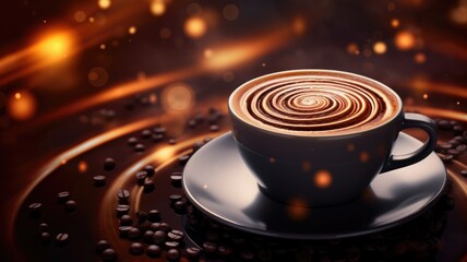 A cup of coffee with a mesmerizing spiral pattern on top