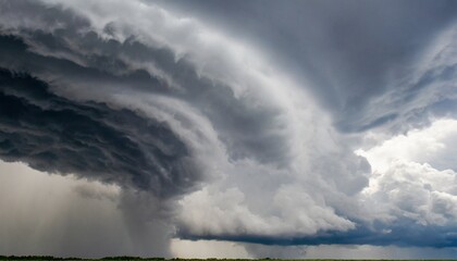 Large-scale aerial photo of a hurricane, clouds, and strong winds