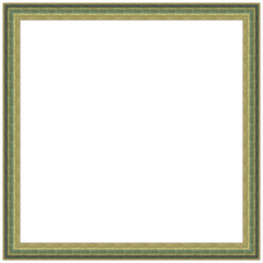 Fototapeta premium Square empty wooden and silver gold gilded ornamental frame, isolated white background