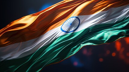 India Republic Day. A vibrant scene unfolds on India Republic Day: Tri-color flags flutter in the patriotic breeze as people celebrate democracy, unity, and national pride. - obrazy, fototapety, plakaty