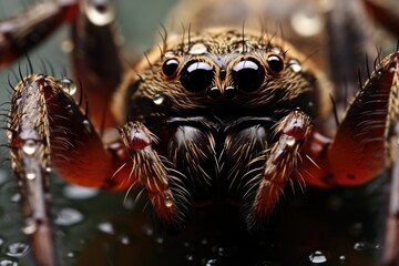 An up-close view of a spider, the arachnophobia concept materializing through the unsettling intricacies of its anatomy