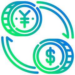 currency exchange. vector single icon with a dashed line gradient style. suitable for any purpose. for example: website design, mobile app design, logo, etc.