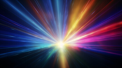 Abstract neon lights, laser lines emerging from the center of the frame, background wallpaper