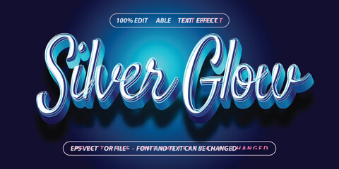 blue silver glow simple editable text effect
