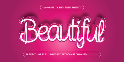 pink beautiful simple editable text effect - obrazy, fototapety, plakaty