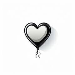 Black heart-shaped ball on a light background	