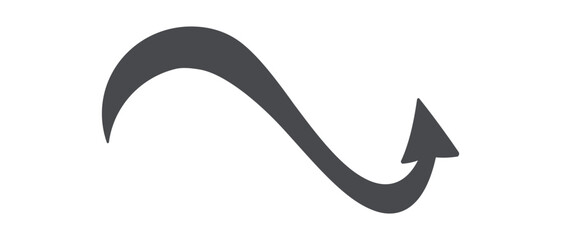 Long wavy horizontal arrow. Black arrow to the right. Vector icon.