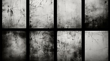 Set of multiple black and white grunge overlay images template bundle pack, ai generated - obrazy, fototapety, plakaty