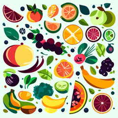 Set of fruit icons vector