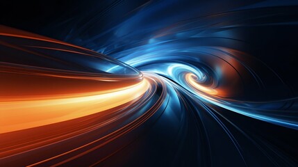 Vibrant Light Swirl in Dark Space Tunnel. Generative ai