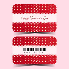 Valentines day card gift certificate front and back red background  with lace