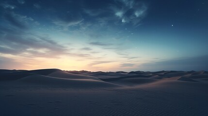 Fototapeta na wymiar Sand Dunes Against the Night Sky in the Tranquil Desert Landscape
