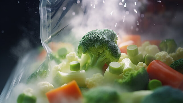 fresh quick-frozen vegetables, opening the package