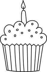 This Coloring Page For Kids, Titled Cupcake For Holiday, Encourages Children'S Creativity Through Creative Coloring Book Featuring Vector Illustrations