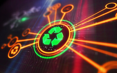 Recycling symbol digital concept 3d illustration