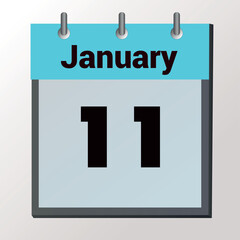Fototapeta premium vector calendar page with date January 11, light colors